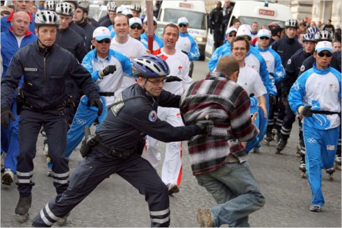 Olympic Torch Protest in Paris